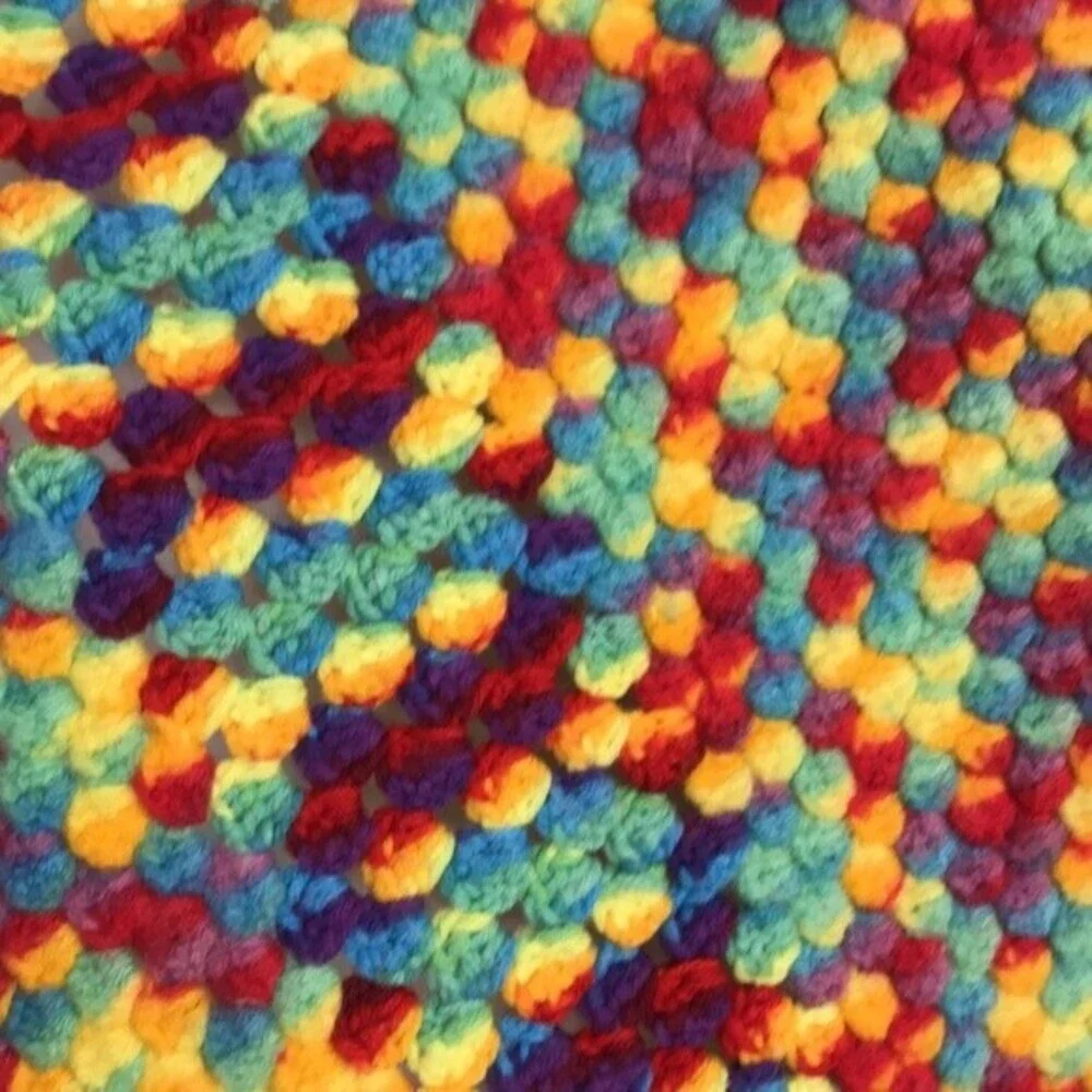 Rainbow Stripe Crochet Afghan Lap Blanket or Shoulder Throw Handmade 50x35